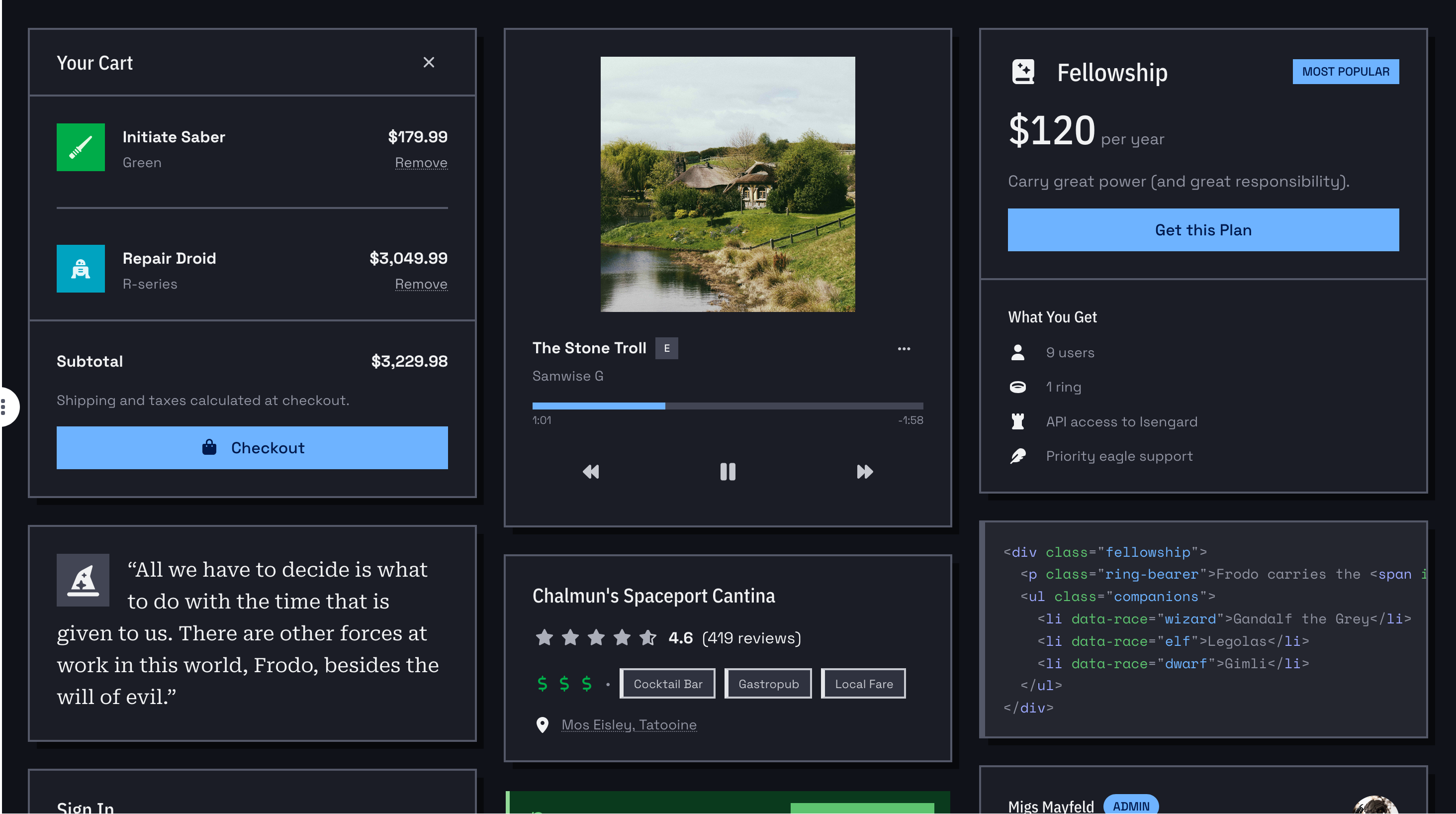 Brutalist theme preview (dark)