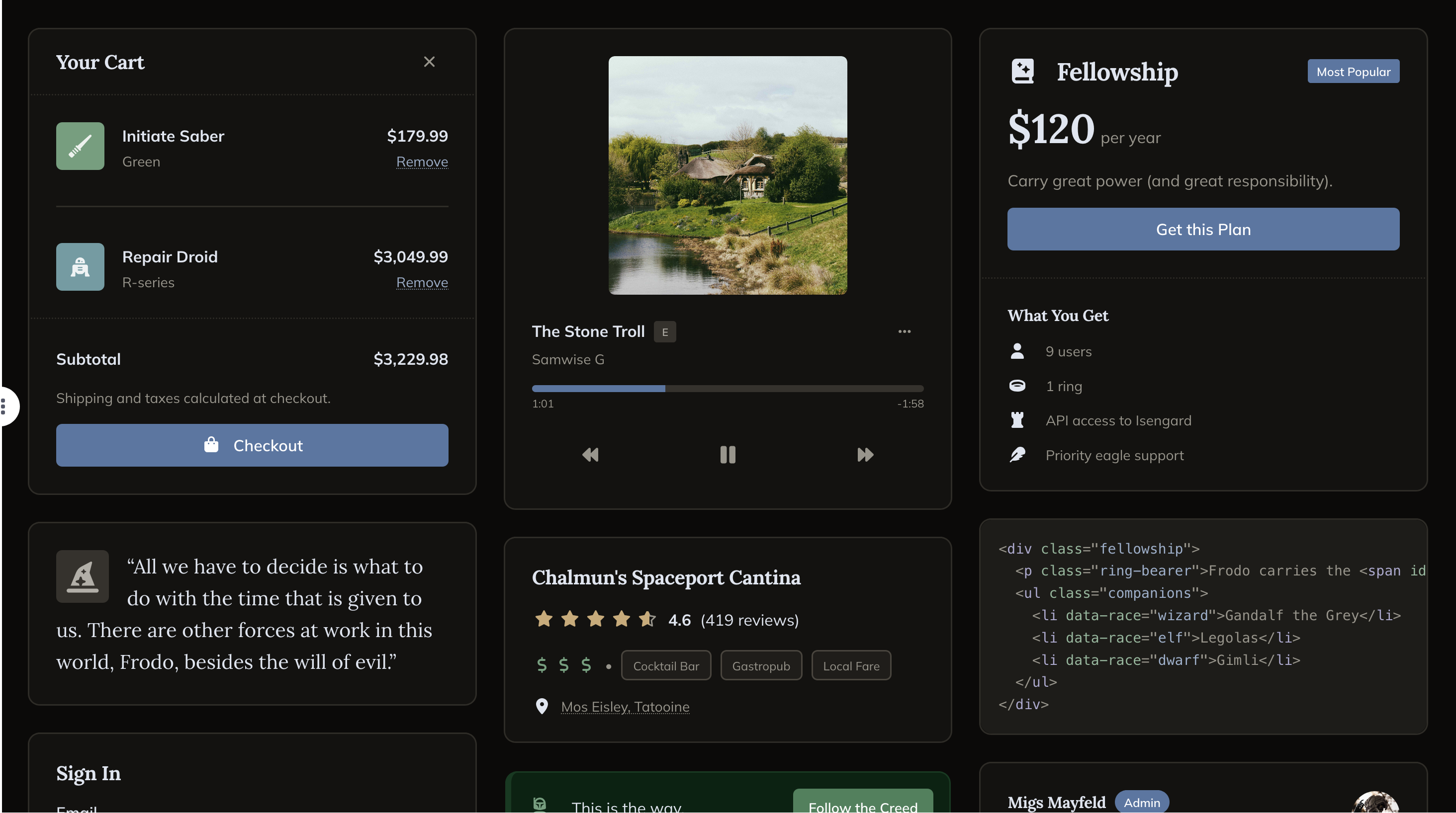 Mellow theme preview (dark)